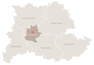 Einsatzgebiet HUTTER Immobilien – Großraum Stuttgart mit den Landkreisen Ludwigsburg, Rems-Murr, Göppingen, Esslingen und Böblingen